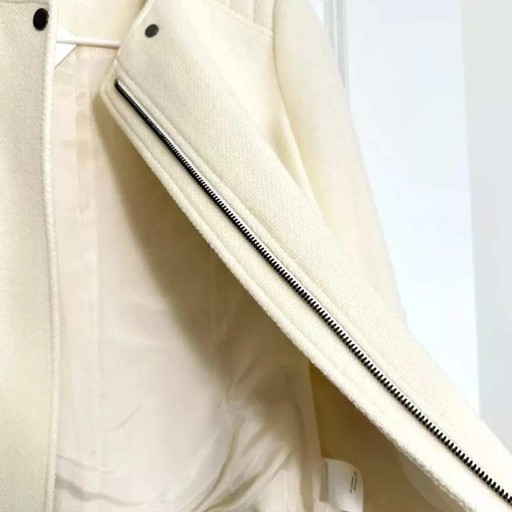 Women's NWT VINCE Wool Blend Moto Jacket in Off-White Size 4